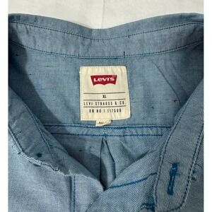Levi's Vintage Button Down Shirt Men XL Blue Short Sleeve Speckled Snaps